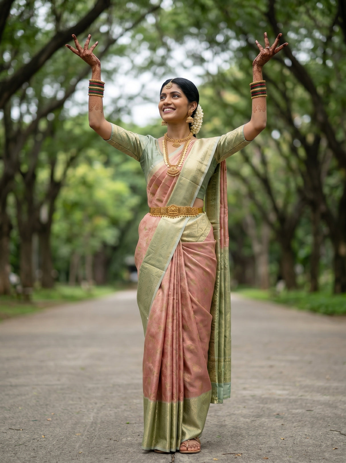 MIMOSA Maroon Kanjivaram Art Silk Saree — pose 5 styling detail