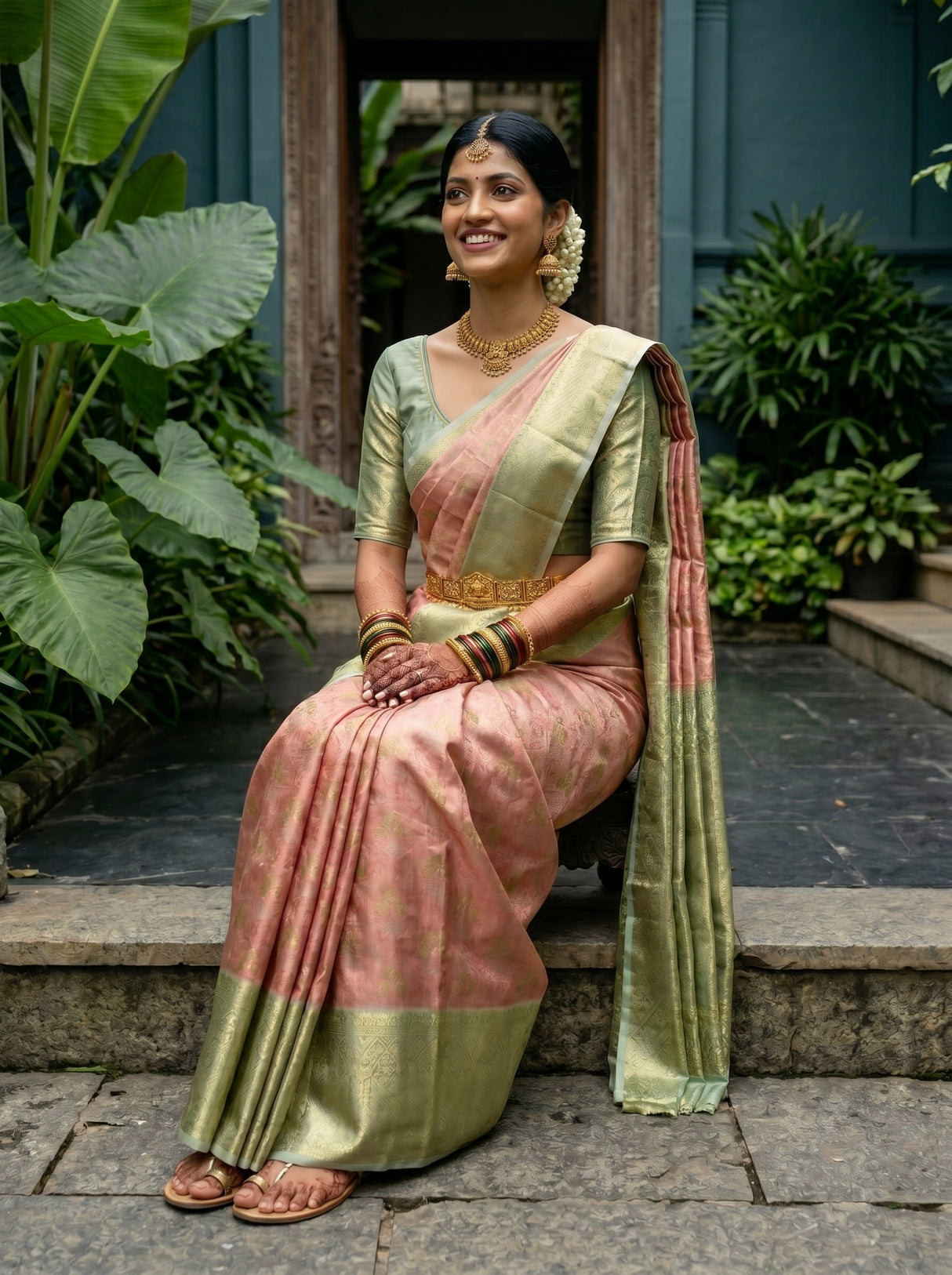 MIMOSA Maroon Kanjivaram Art Silk Saree — pose 8 styling detail
