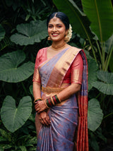 MIMOSA Royal Blue Kanjivaram Art Silk Saree — pose 10 styling detail