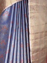 MIMOSA Royal Blue Kanjivaram Art Silk Saree — fleets shot full lifestyle