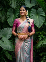 MIMOSA Sapphire Kanjivaram Art Silk Saree — pose 10 styling detail