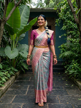 MIMOSA Sapphire Kanjivaram Art Silk Saree — pose 6 styling detail