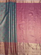MIMOSA Sapphire Kanjivaram Art Silk Saree — pallu and zari work detail
