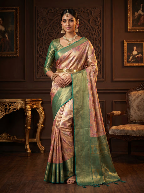 MIMOSA Gajari Kanjivaram Art Silk Saree — Mannequin Draped View