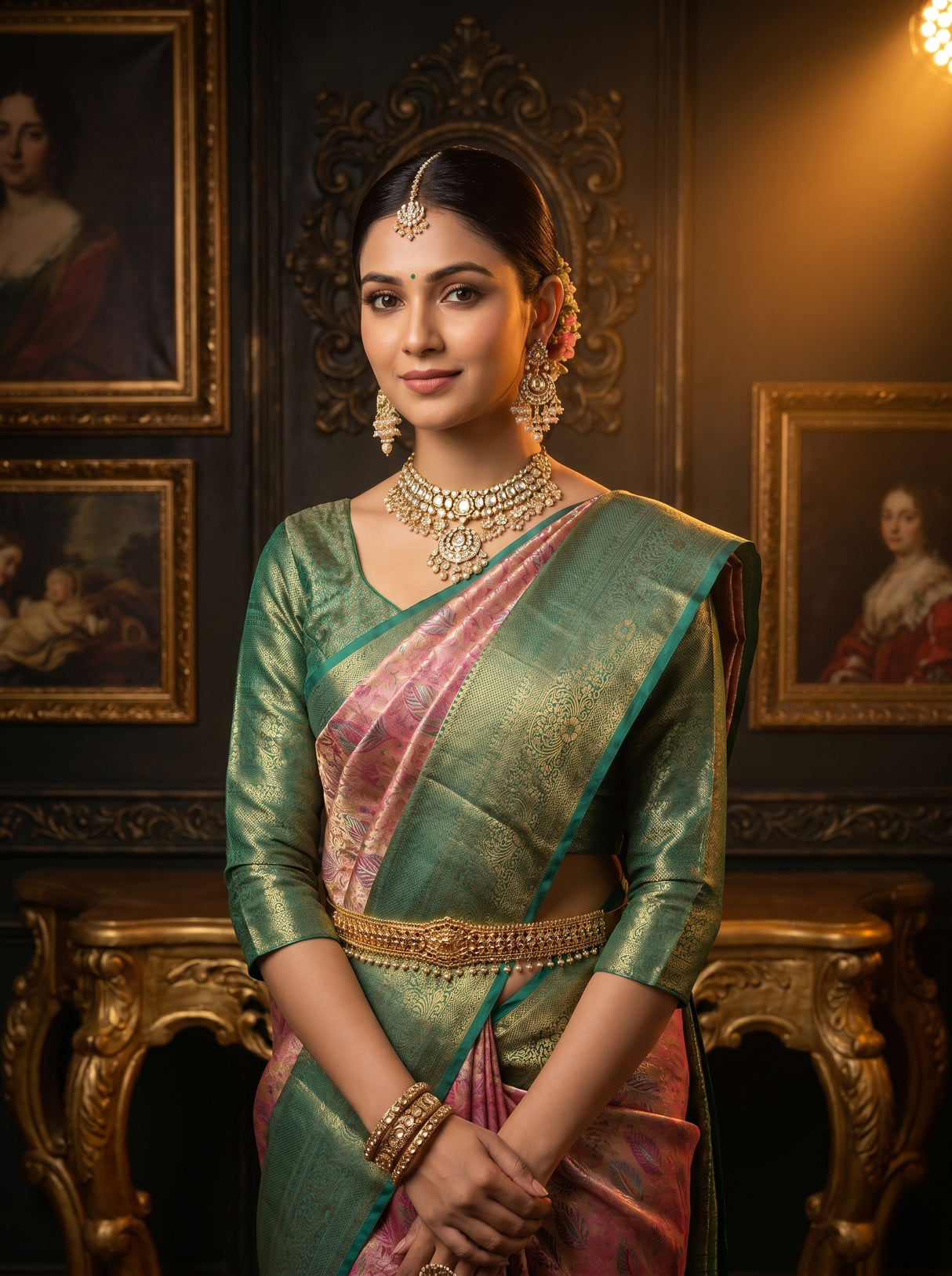 MIMOSA Gajari Kanjivaram Art Silk Saree — pose 10 styling detail