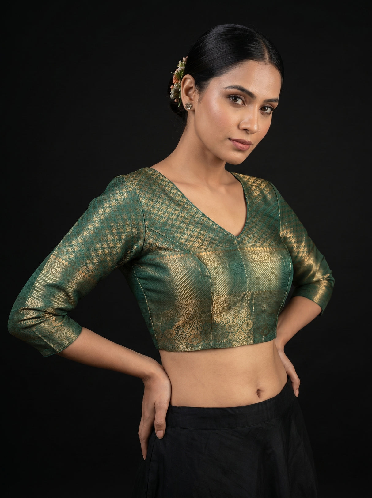 MIMOSA Gajari Kanjivaram Art Silk Saree — blouse close-up