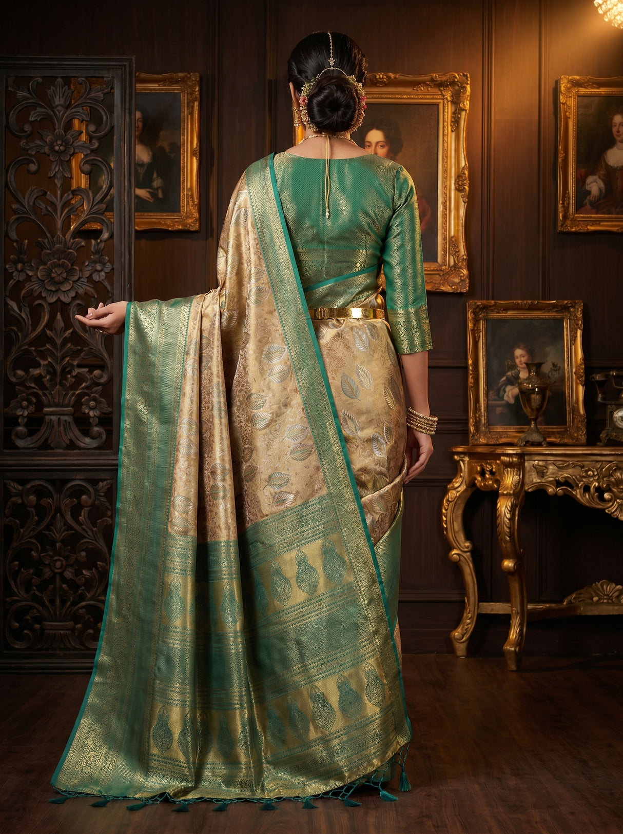 MIMOSA Rama Art Silk Blouse Fabric with Zari Work