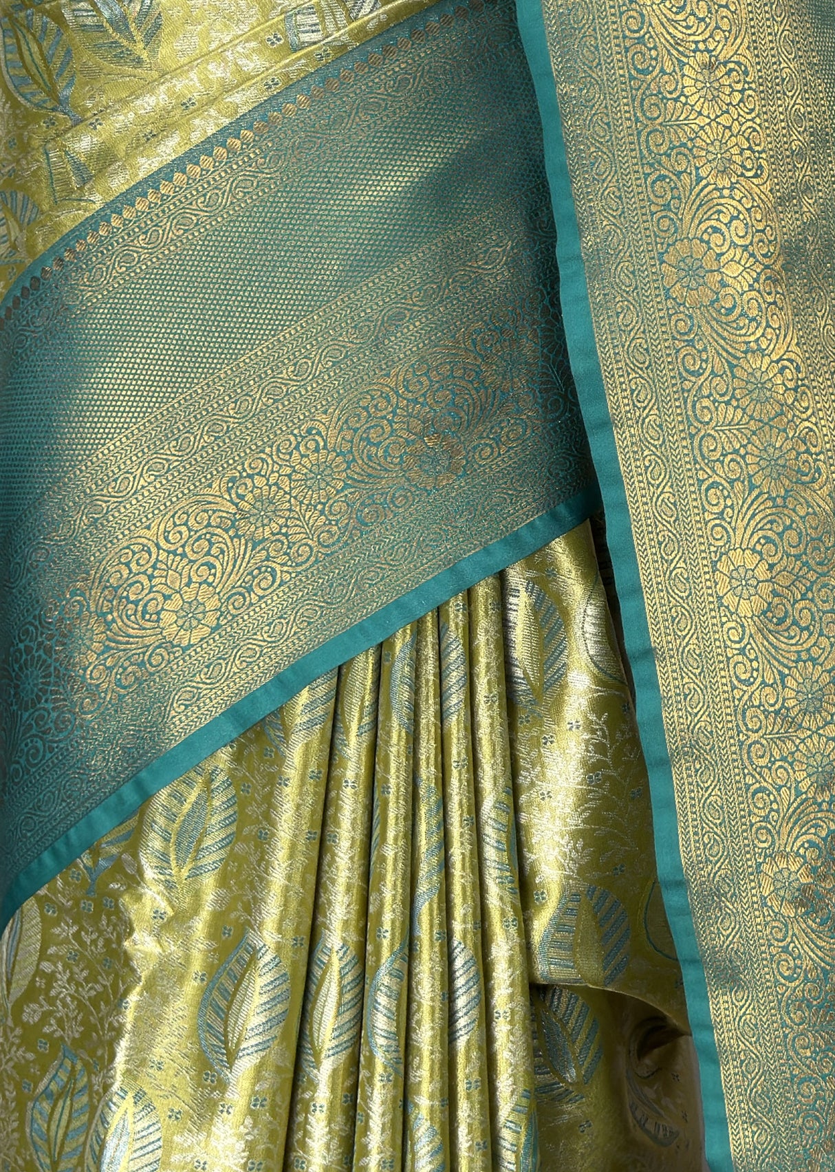 MIMOSA Olive Kanjivaram Art Silk Saree — fleets shot full lifestyle