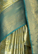 MIMOSA Olive Kanjivaram Art Silk Saree — fleets shot full lifestyle