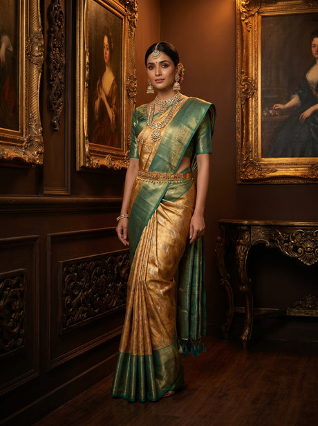 MIMOSA Rama Art Silk Blouse Fabric with Zari Work