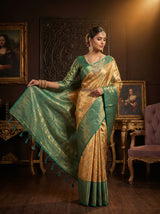MIMOSA Orange Kanjivaram Saree — Full View on AI Model