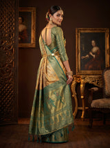 MIMOSA Orange Kanjivaram Art Silk Saree — pose 9 styling detail
