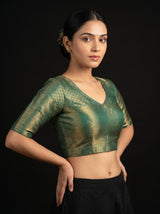 MIMOSA Orange Kanjivaram Art Silk Saree — blouse close-up