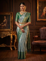 MIMOSA Saffire Kanjivaram Art Silk Saree — Mannequin Draped View