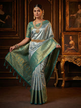 MIMOSA Saffire Kanjivaram Saree — Full View on AI Model