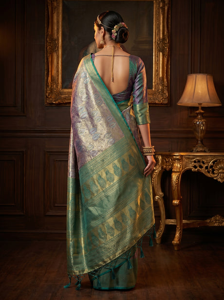 MIMOSA Rama Art Silk Blouse Fabric with Zari Work