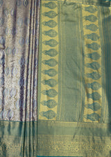 MIMOSA Violet Kanjivaram Art Silk Saree — pallu and zari work detail