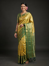 MIMOSA Gold Kanjivaram Art Silk Saree — Mannequin Draped View