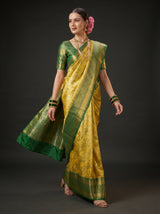 MIMOSA Gold Kanjivaram Art Silk Saree — pose 7 styling detail