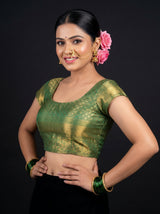 MIMOSA Gold Kanjivaram Art Silk Saree — blouse close-up