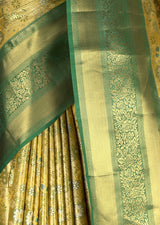 MIMOSA Gold Kanjivaram Art Silk Saree — fleets shot full lifestyle