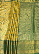 MIMOSA Gold Kanjivaram Art Silk Saree — pallu and zari work detail
