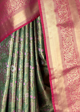 MIMOSA Green Kanjivaram Art Silk Saree — fleets shot full lifestyle