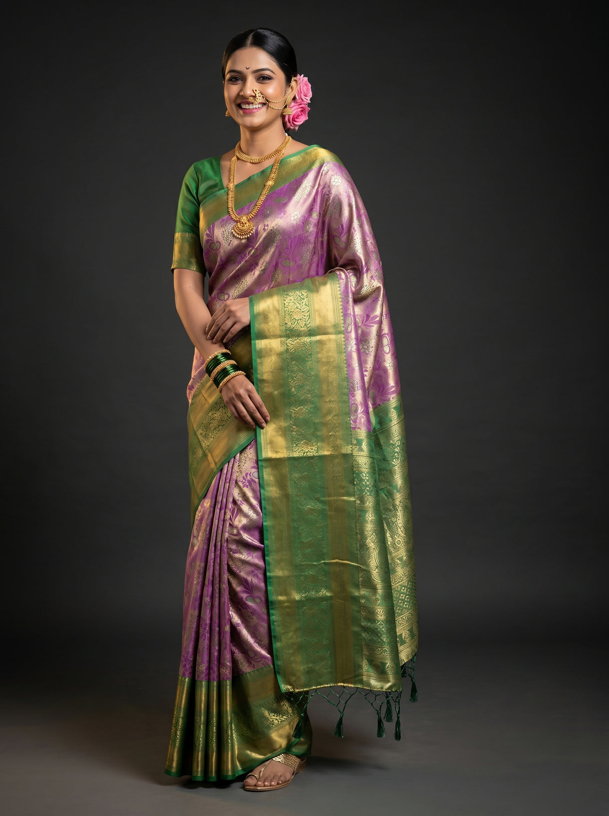 MIMOSA Magenta Kanjivaram Art Silk Saree — Mannequin Draped View