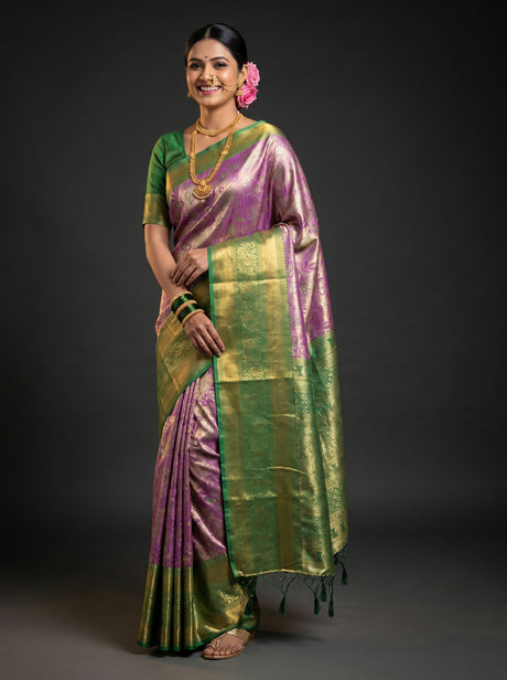MIMOSA Magenta Kanjivaram Art Silk Saree — Mannequin Draped View