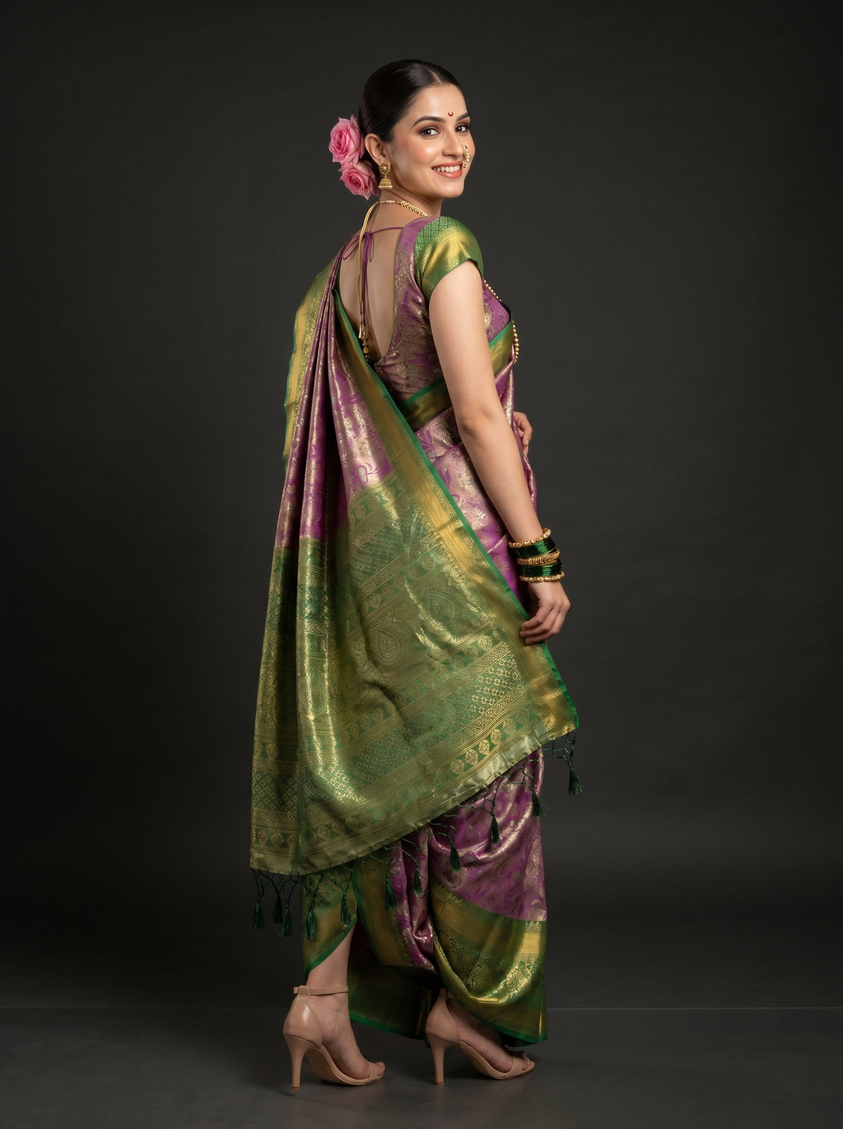 MIMOSA Magenta Kanjivaram Art Silk Saree — pose 9 styling detail
