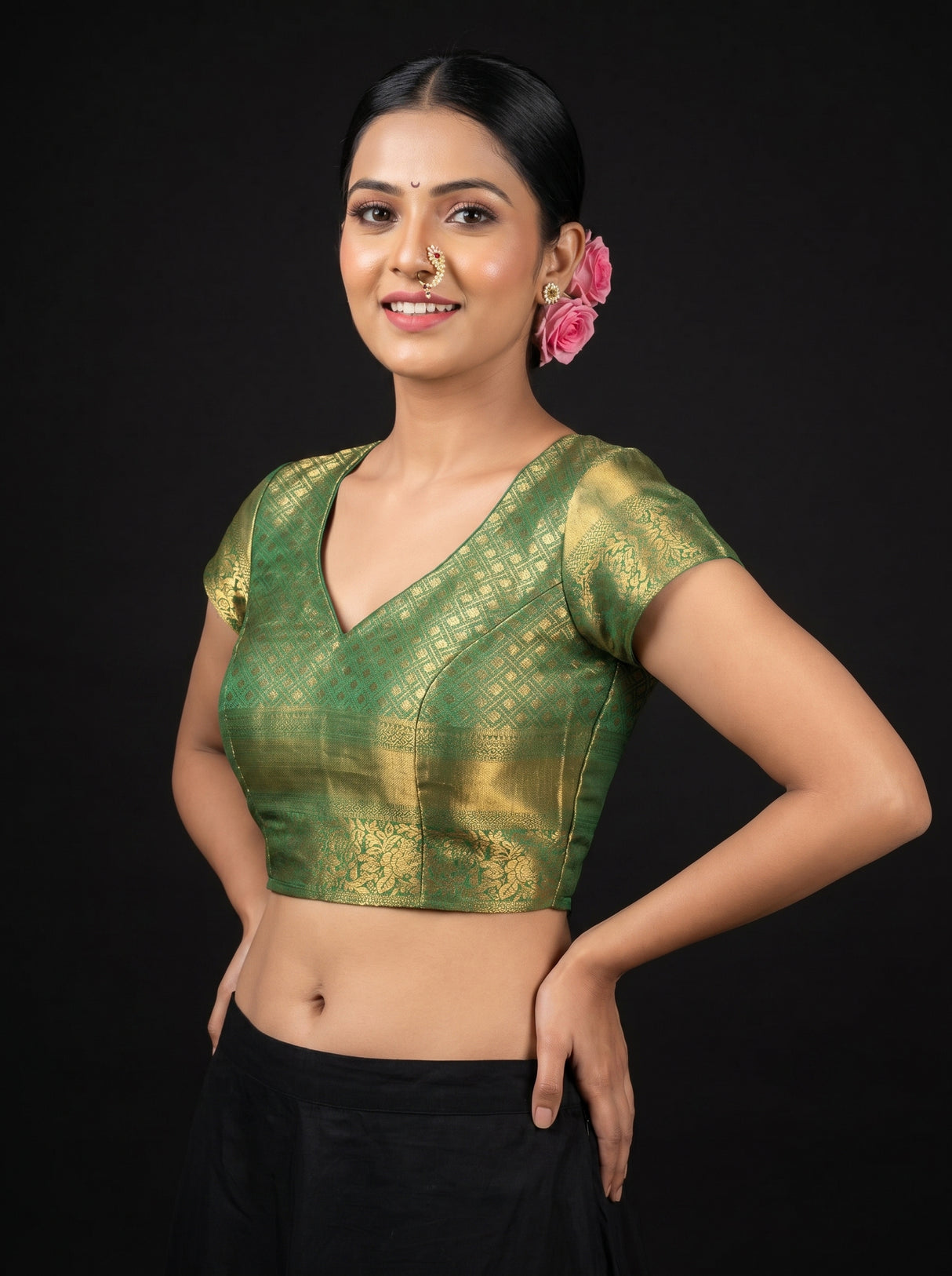 MIMOSA Magenta Kanjivaram Art Silk Saree — blouse close-up