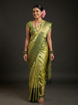 MIMOSA Olive Kanjivaram Art Silk Saree — Mannequin Draped View