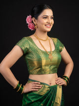 MIMOSA Pista Kanjivaram Art Silk Saree — blouse close-up