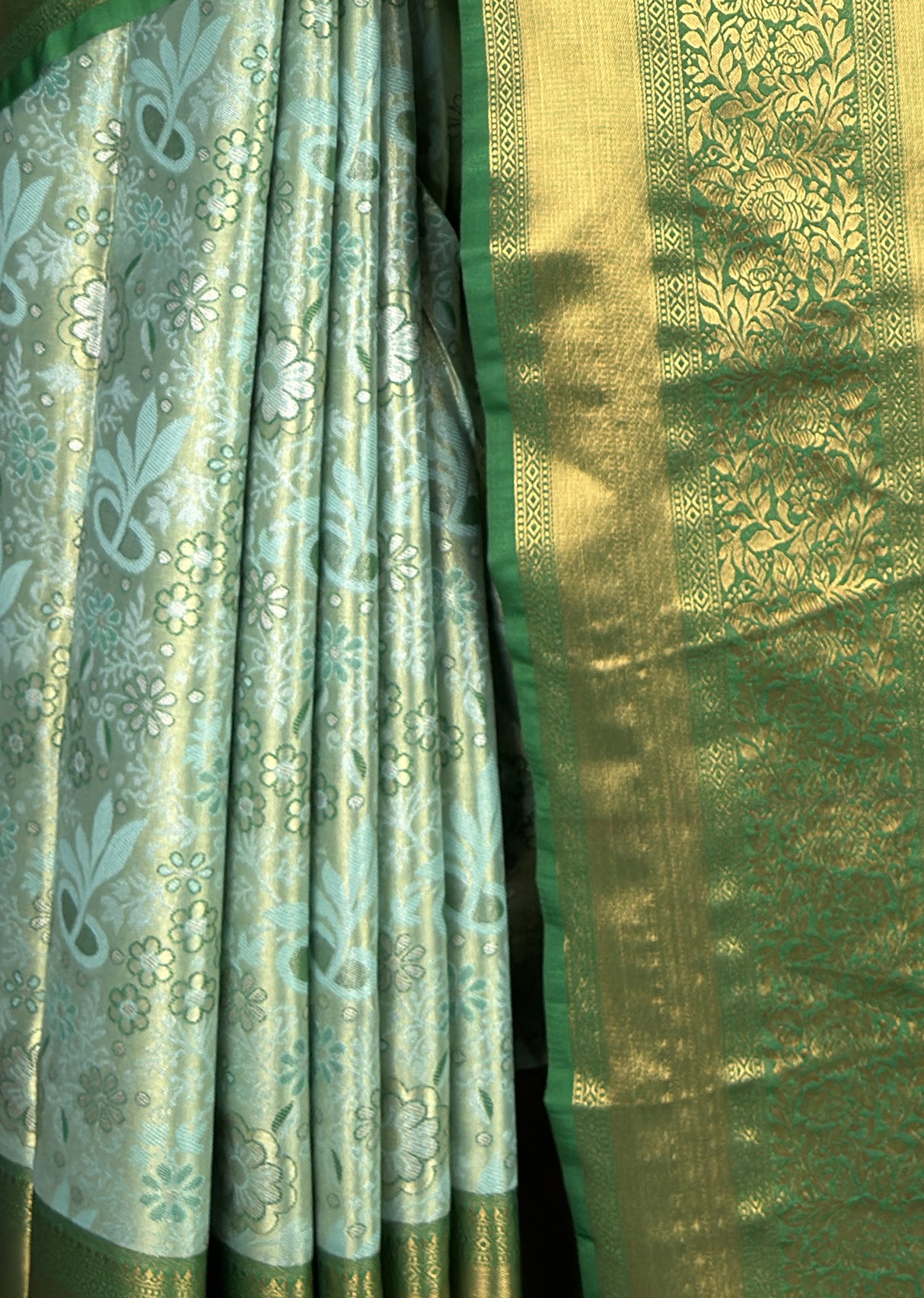 MIMOSA Pista Kanjivaram Art Silk Saree — fleets shot full lifestyle