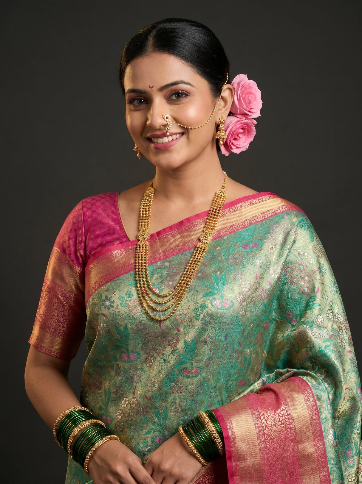 MIMOSA Rama Kanjivaram Art Silk Saree — pose 10 styling detail