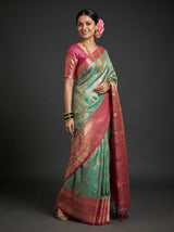 MIMOSA Rama Kanjivaram Art Silk Saree — Model Lifestyle Pose