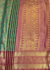 MIMOSA Rama Kanjivaram Art Silk Saree — pallu and zari work detail