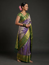 MIMOSA Violet Kanjivaram Art Silk Saree — Model Lifestyle Pose