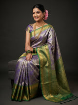 MIMOSA Violet Kanjivaram Art Silk Saree — pose 8 styling detail