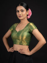 MIMOSA Violet Kanjivaram Art Silk Saree — blouse close-up