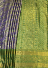 MIMOSA Violet Kanjivaram Art Silk Saree — pallu and zari work detail
