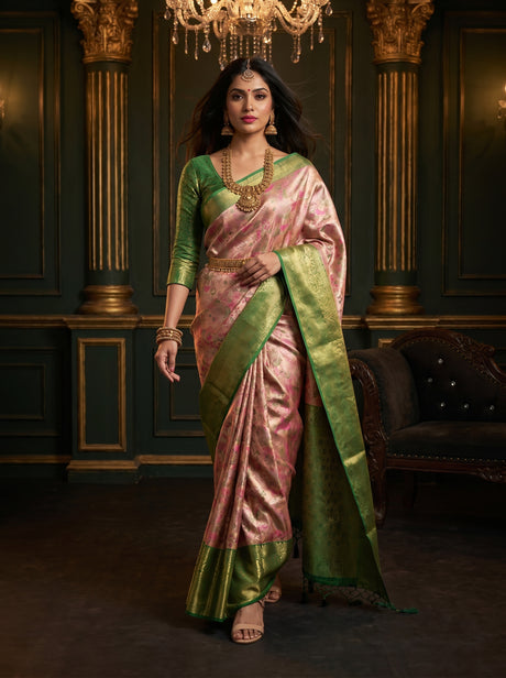 MIMOSA Gajari Kanjivaram Art Silk Saree — Draped Mannequin View