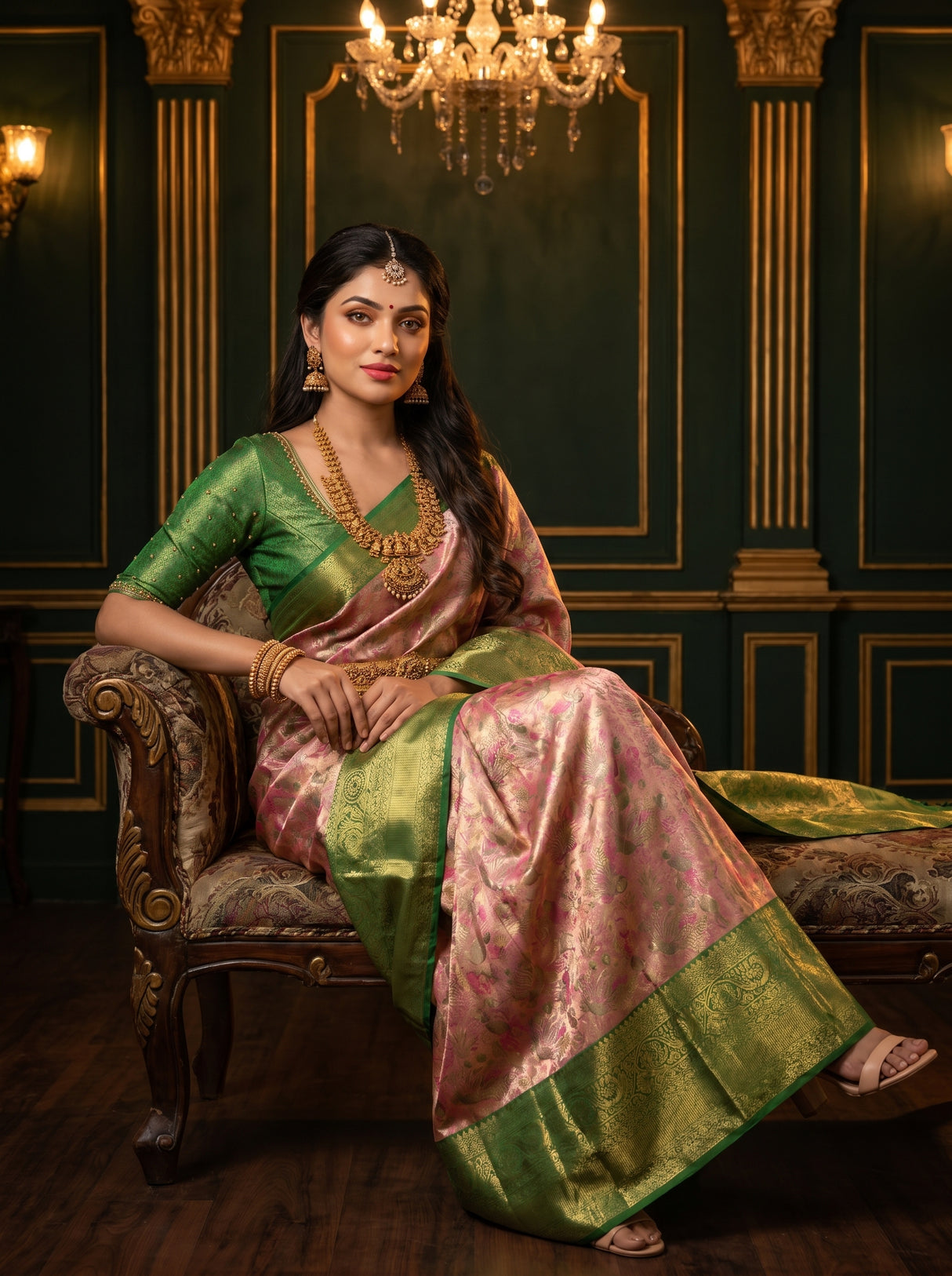 MIMOSA Gajari Kanjivaram Art Silk Saree — pose 8 styling detail