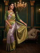 MIMOSA Lavender Kanjivaram Art Silk Saree — Full View on Model