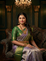 MIMOSA Lavender Kanjivaram Art Silk Saree — pose 8 styling detail