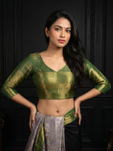 MIMOSA Lavender Kanjivaram Art Silk Saree — blouse close-up