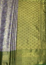 MIMOSA Lavender Kanjivaram Art Silk Saree — pallu and zari work detail