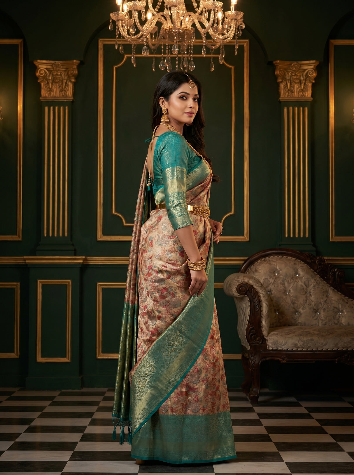 MIMOSA Maroon Kanjivaram Art Silk Saree — pose 9 styling detail
