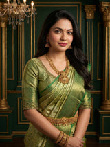 MIMOSA Olive Kanjivaram Art Silk Saree — pose 10 styling detail