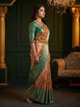 MIMOSA Orange Kanjivaram Art Silk Saree — Full View on Model